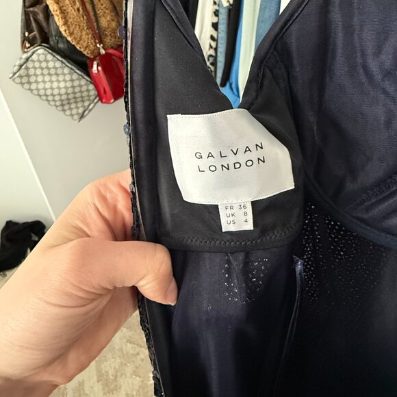 Navy Blue Galvan London Sequin Cocktail Dress - Picture 3 of 4